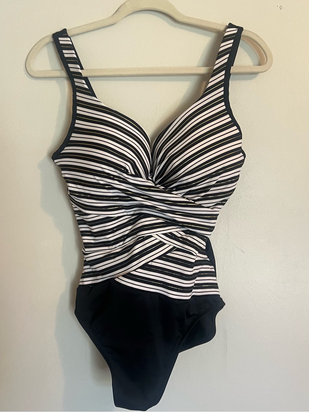 Miraclesuit Black & White Striped One-Piece Swimsuit